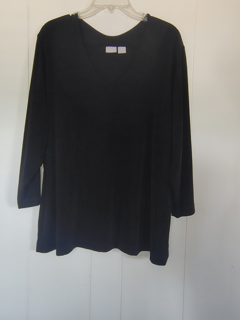 Chico's Black V-Neck Long Sleeve Tunic Top Size 4 (20 - 22) - Picture 2 of 10